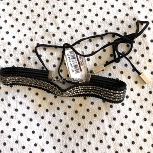 silver necklace with black